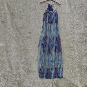 Charlie Jade Blue and Green Striped Maxi Dress